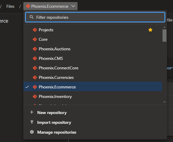 Azure Repos showing submodule commits